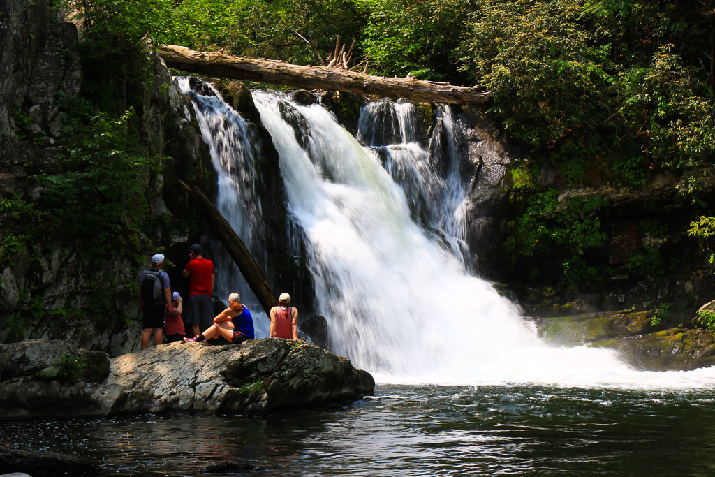 Hikers enjoying the waterfall - Abrams Falls
