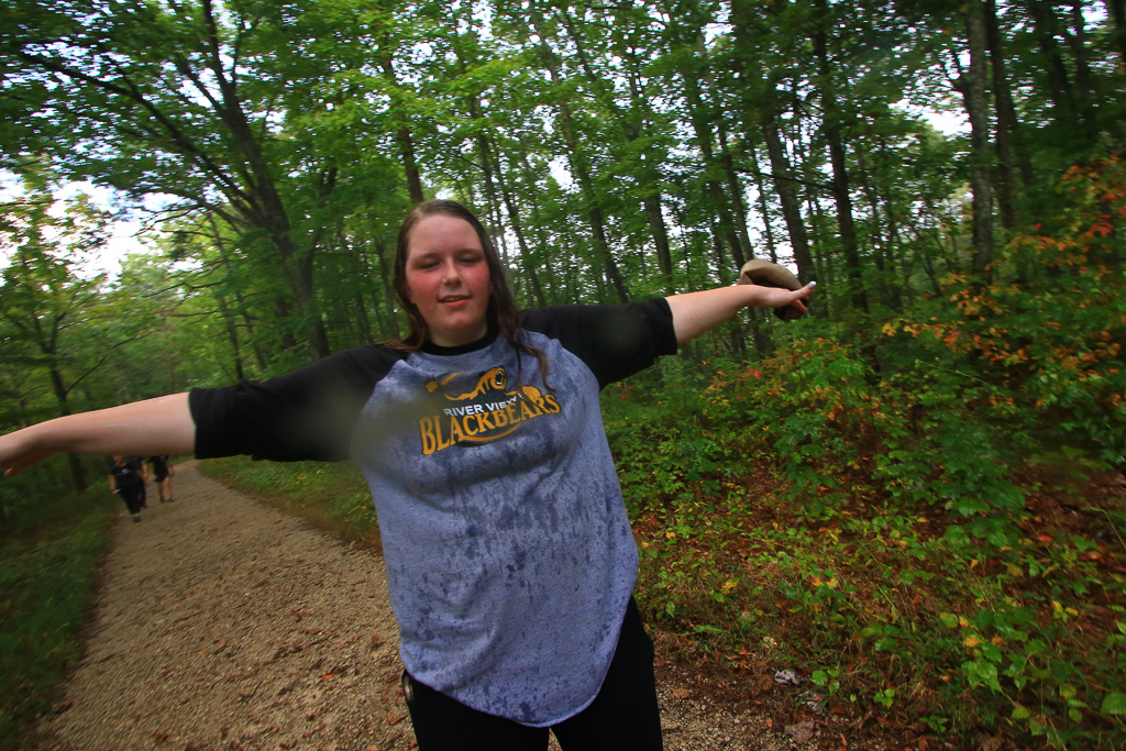 Scarecrow cooling off in the afternoon shower - Auxier Ridge Trail