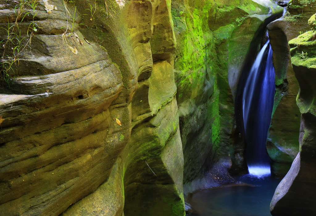 Colored walls and falls - Robinson Falls, Boch Hollow SNP