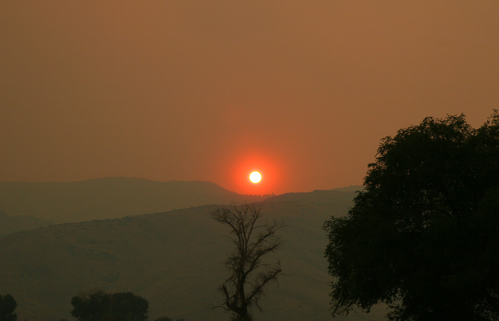 Sunset through Ketchum Fire smoke - Borah Peak