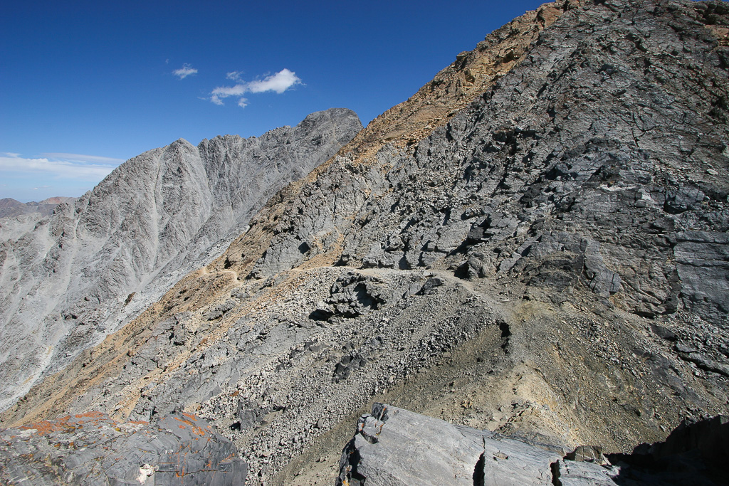 Stuck at the down climb - Borah Peak