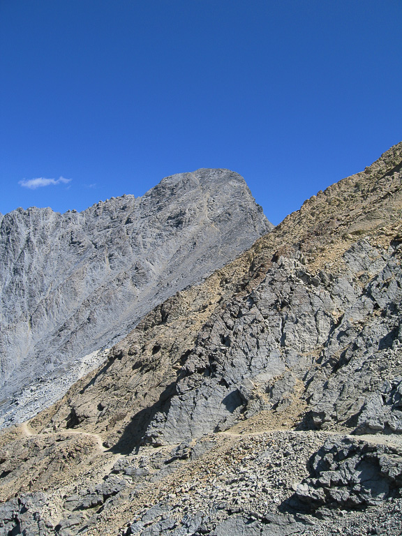Last look at the summit before turning around - Borah Peak