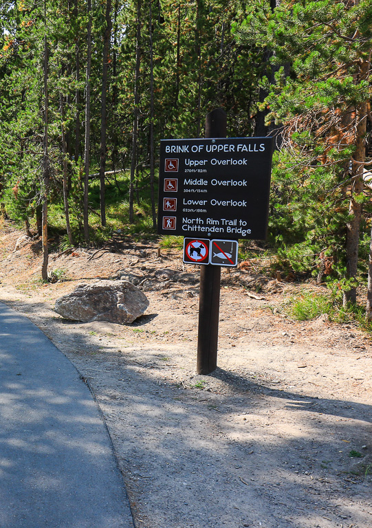 Trail mileage sign - Brink of Upper Falls