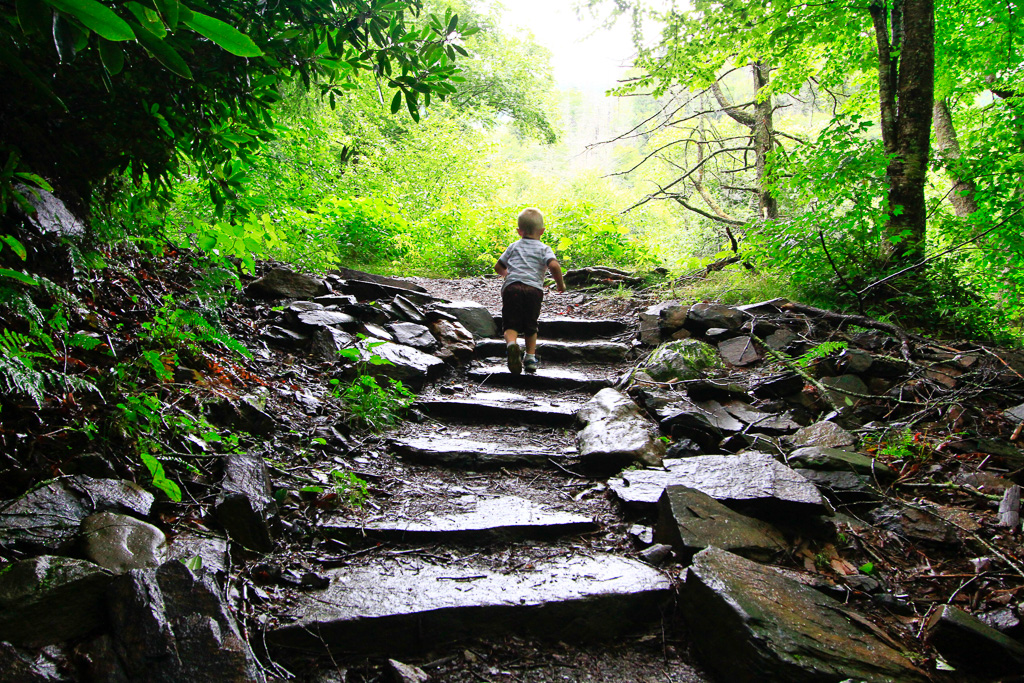 Cam leads the way - Chimney Tops 2013