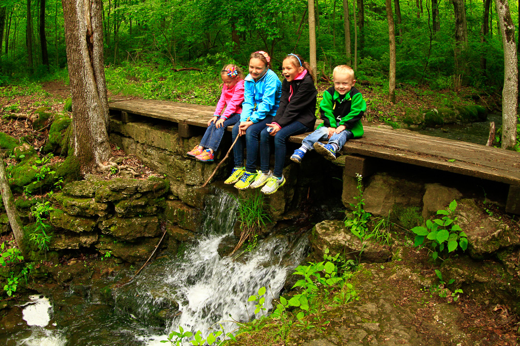 Kids on a footbridge - Clifton Gorge May 2013