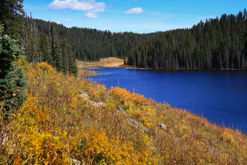 Golden slopes along Upper Eggleston Lake - Crag Crest Trail