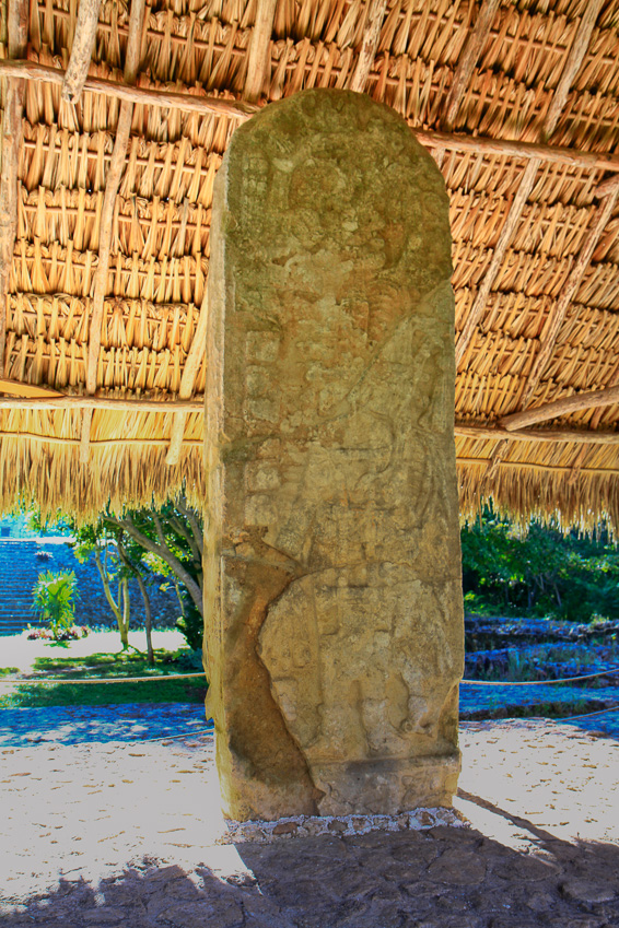 Carved Stela which depicts a ruler of Ek Balam, possibly Ukit Kan Le'k Tok - Ek Balam