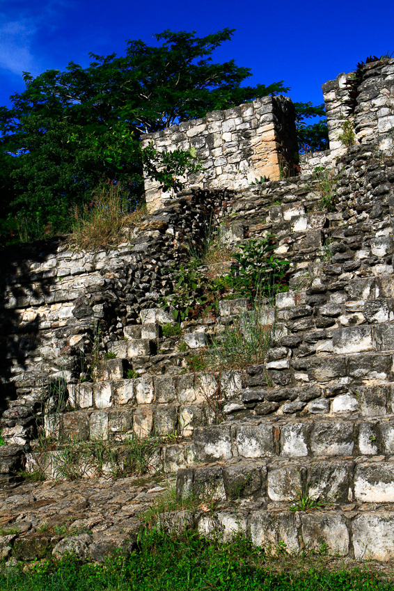 Stairs on one of two structures known as The Twins - Ek Balam