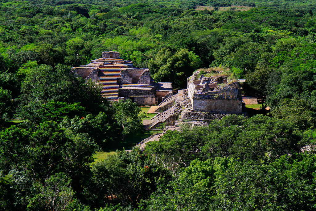 View of the Oval Palace and The Twins from the Acrpolis - Ek Balam