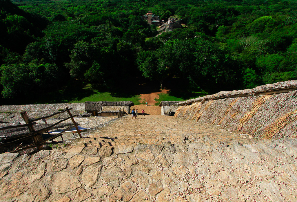 Looking down the steps of the Acropolis - Ek Balam