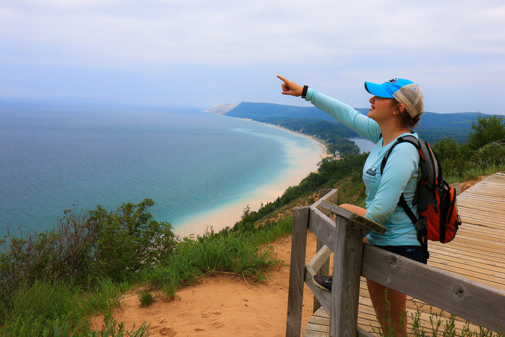 Tinman points out the beauty - Empire Bluffs Trail