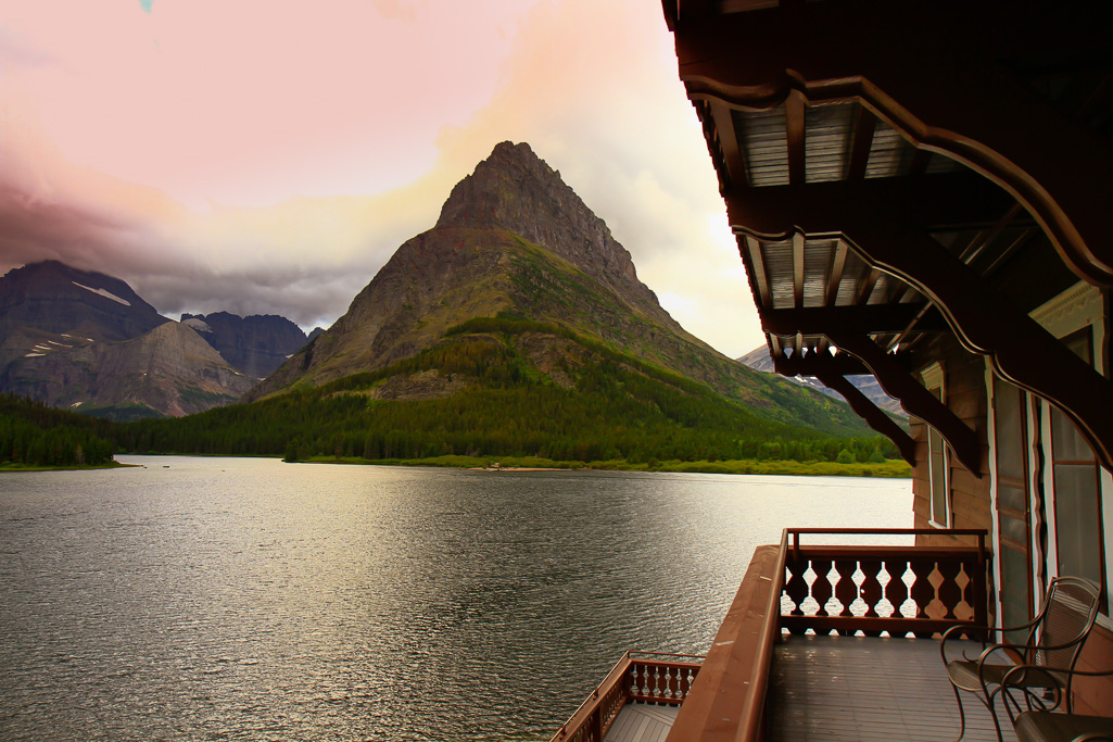 View from our room at Many Glacier Hotel - Iceberg Lake