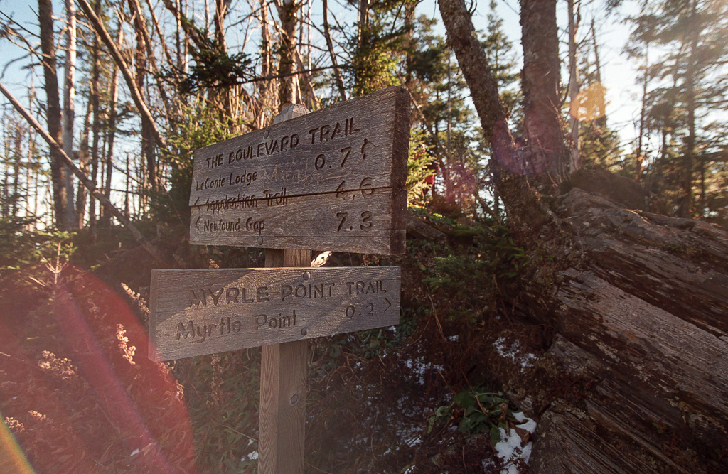 Myrtle Point Sign - Mount LeConte