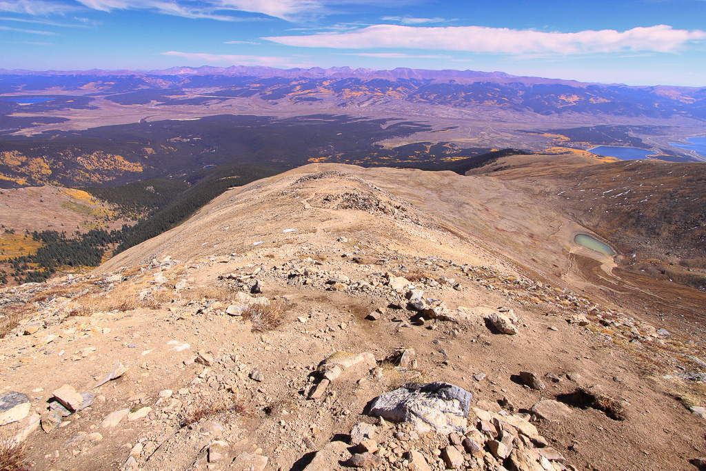 Looking back at the long climb below the false summit - North Mount Elbert Trail