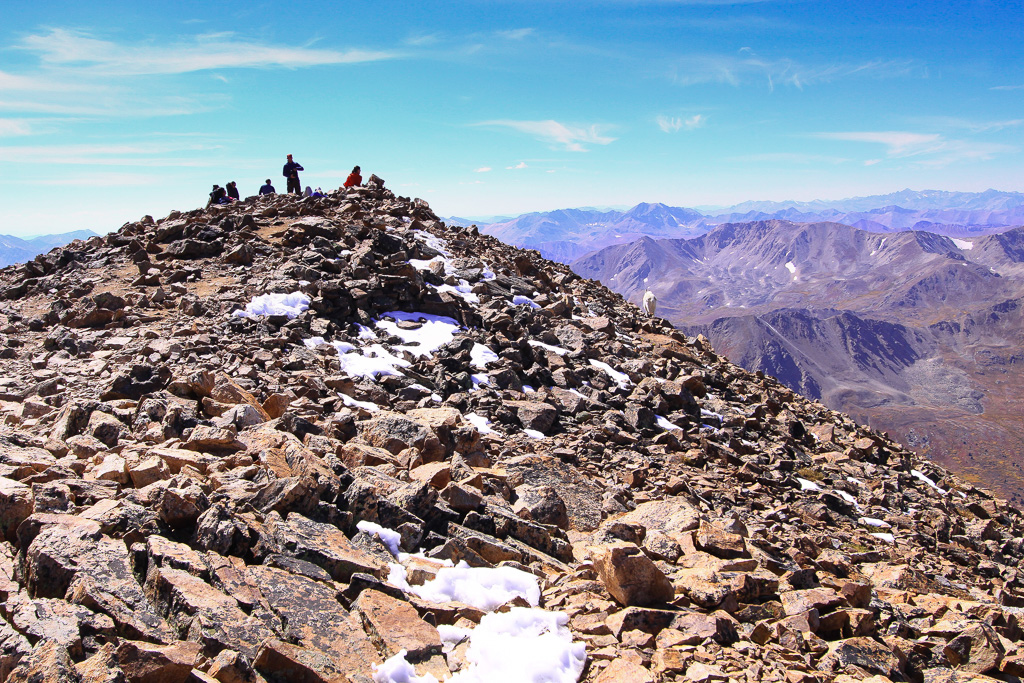 Hikers on the top of Colorado - North Mount Elbert Trail