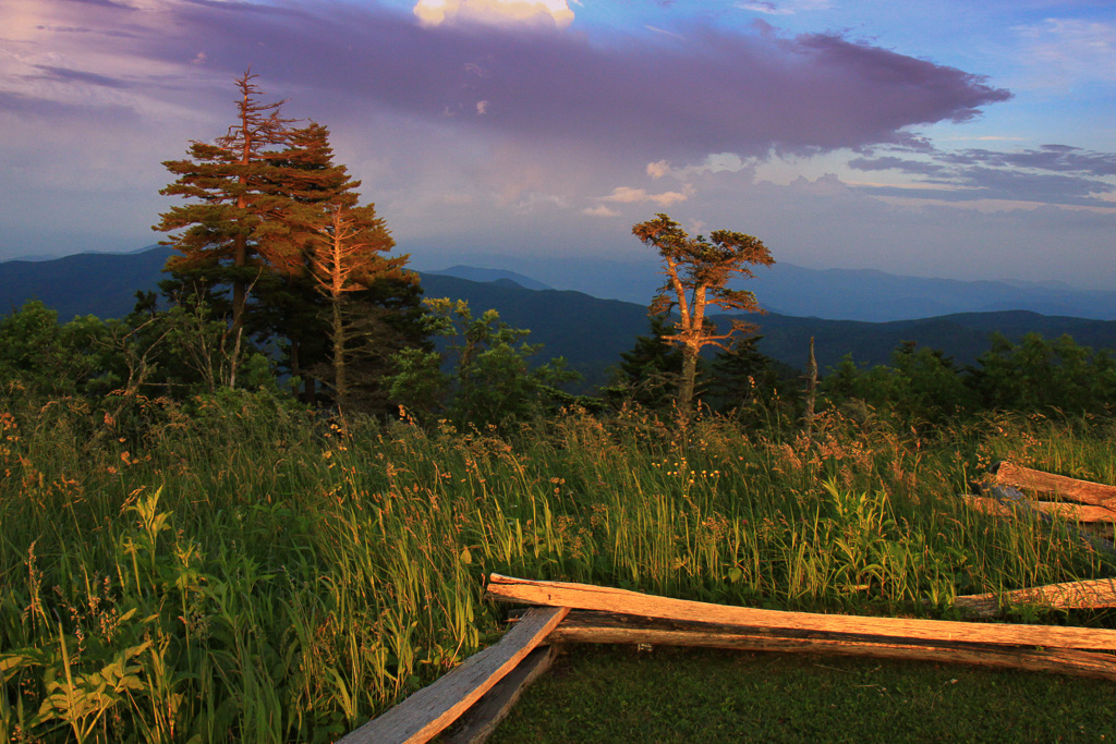 Split rail fence and alpenglow - Mt Mitchell State Park, NC