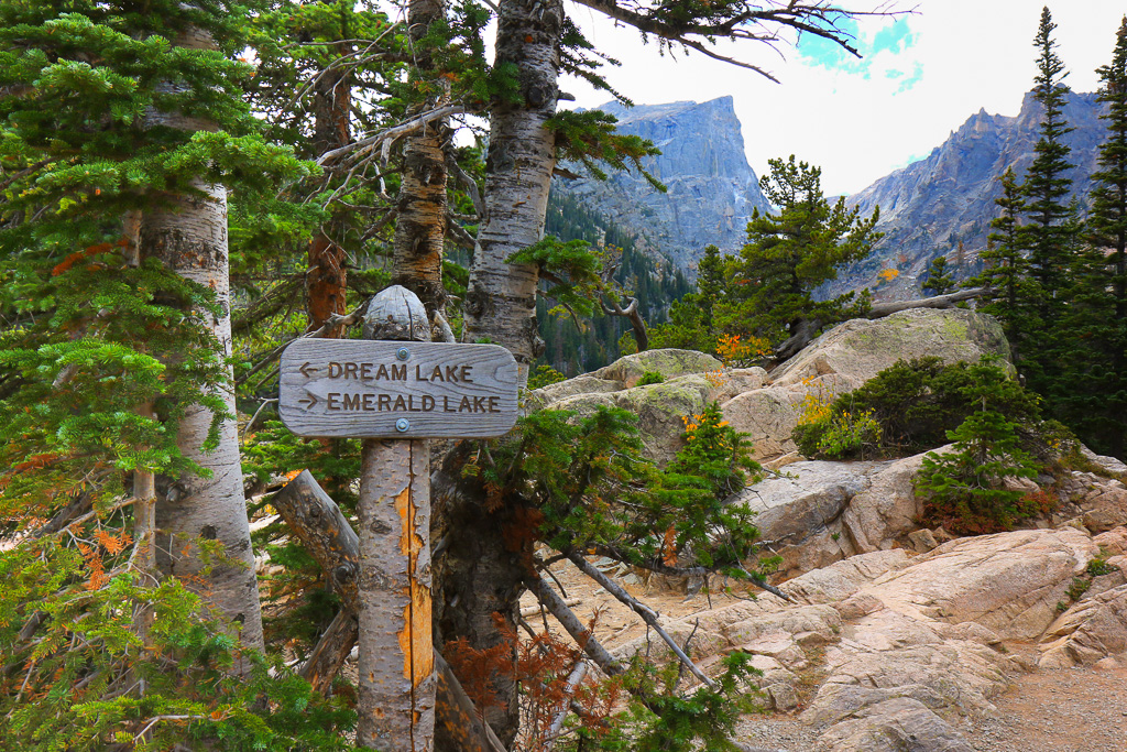 Trail sign - Nymph, Dream, and Emerald Lake