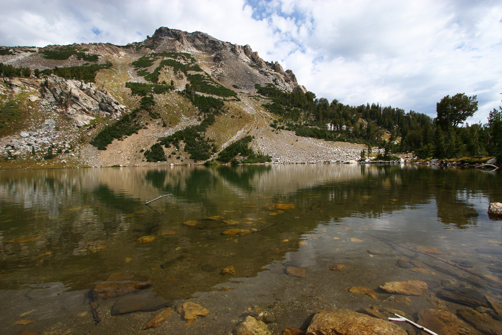 Holly Lake and boulder strewn cliffs - Paintbrush Canyon/Cascade Canyon Loop