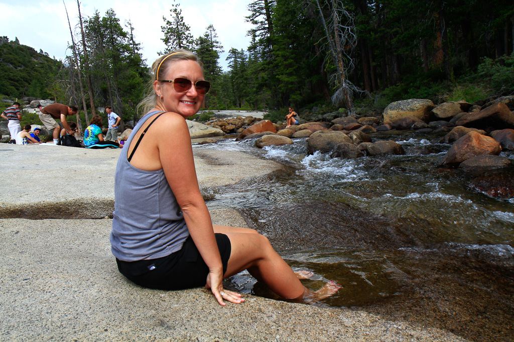 Sook soaking in the Merced River - Panorama Trail 2013