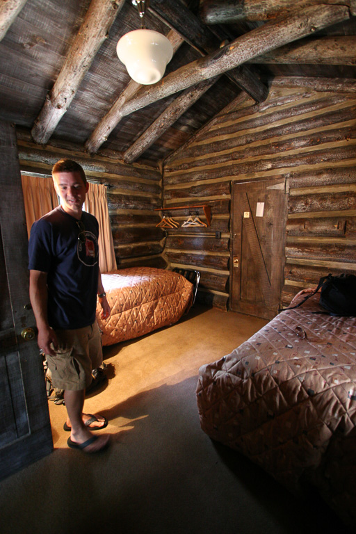 Berg checking out the cabin - Grand Canyon National Park, Arizona