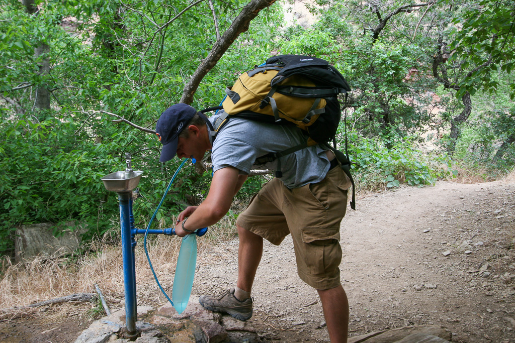 Berg filling his Camelbak - Grand Canyon National Park, Arizona