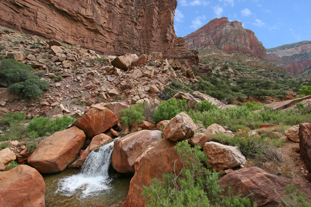 Bright Angel Creek cascade and canyon - Grand Canyon National Park, Arizona