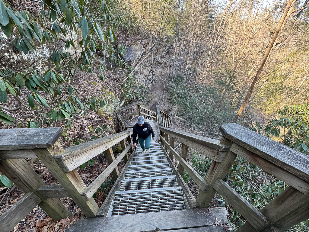 Sookie climbing the 75 steps - Sky Bridge