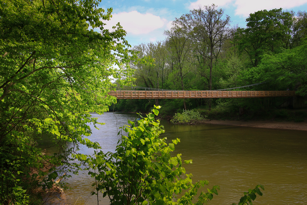 Suspension bridge spanning Sugar Creek- Turkey Run State Park